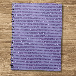 Deep Amethyst Glitter Style Horizontal Stripes Notebook