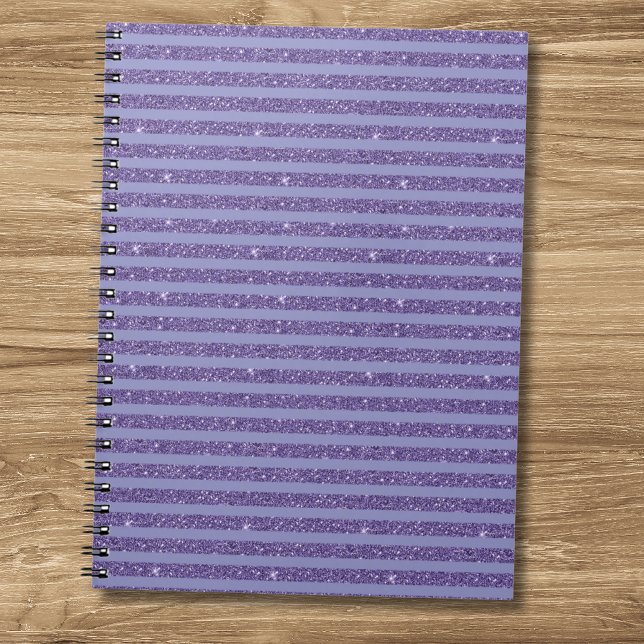 Deep Amethyst Glitter Style Horizontal Stripes  Notebook (Creator Uploaded)