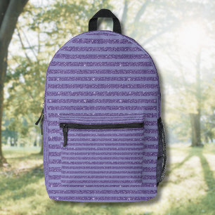 Deep Amethyst Glitter Style Horizontal Stripes Printed Backpack