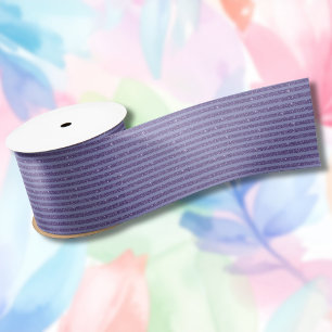 Deep Amethyst Glitter Style Horizontal Stripes  Satin Ribbon