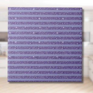Deep Amethyst Glitter Style Horizontal Stripes  Tile