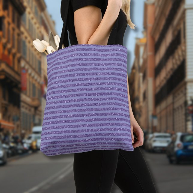 Deep Amethyst Glitter Style Horizontal Stripes  Tote Bag (Creator Uploaded)
