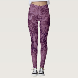 "Deep Amethyst Vintage Lace" Leggings