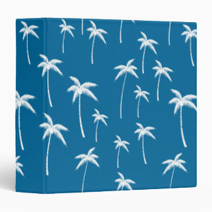 Deep Aqua and White Palm Trees Binder