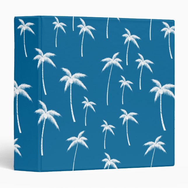 Deep Aqua and White Palm Trees Binder (Front/Spine)