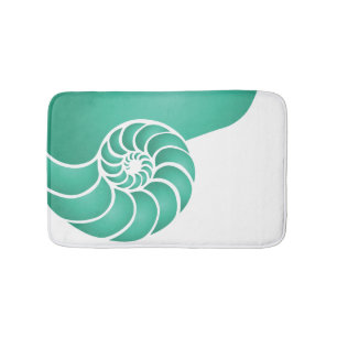 Deep Aqua Nautilus Nautical Seaside Bath Mat