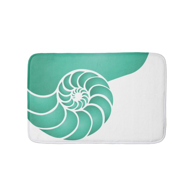 Deep Aqua Nautilus Nautical Seaside Bath Mat (Front)