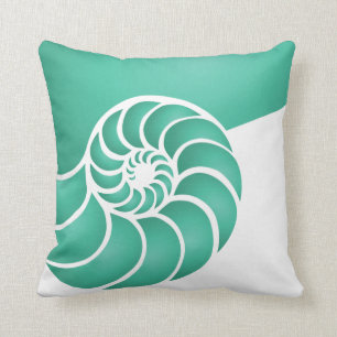 Deep Aqua Nautilus Nautical Seaside Throw Pillow