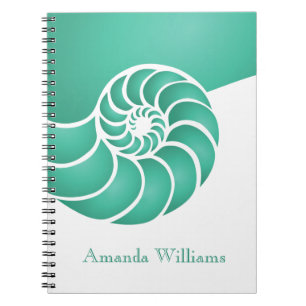 Deep Aqua Nautilus Shell Custom Nautical Notebook