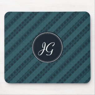 Deep Aqua Navy Blue Attractive Classy Pattern Mouse Pad