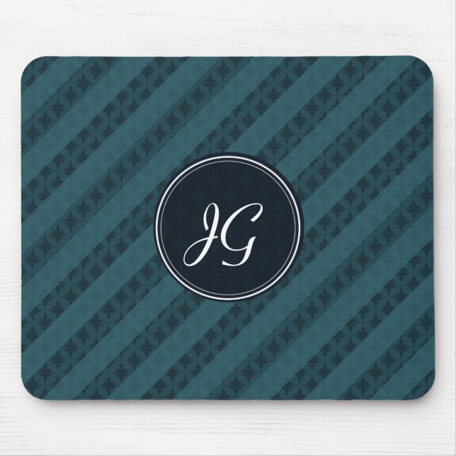 Deep Aqua Navy Blue Attractive Classy Pattern Mouse Pad (Front)