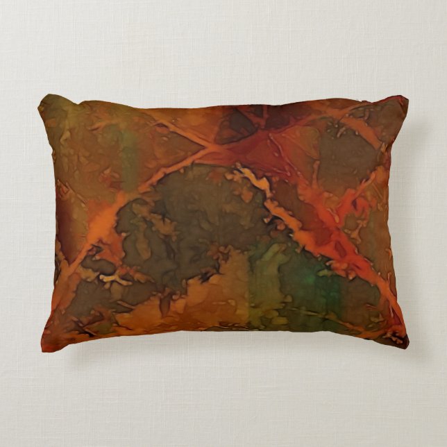 Deep Autumn Rich Earthy Abstract Fall Accent Pillow (Front)