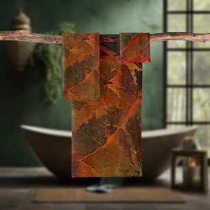 Deep Autumn Rich Earthy Abstract Fall Bath Towel Set
