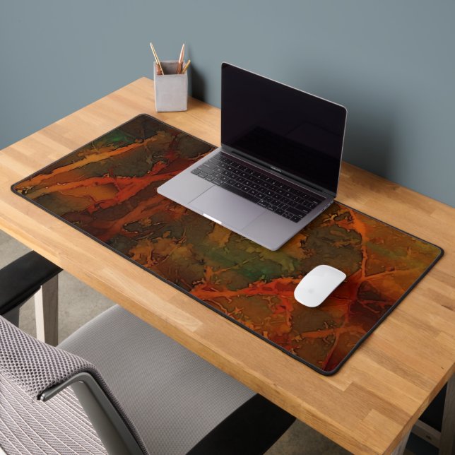 Deep Autumn Rich Earthy Abstract Fall Desk Mat (Office 2)