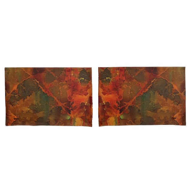 Deep Autumn Rich Earthy Abstract Fall Pillowcase (Front-Set)