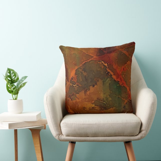 Deep Autumn Rich Earthy Abstract Fall Throw Pillow (Chair)