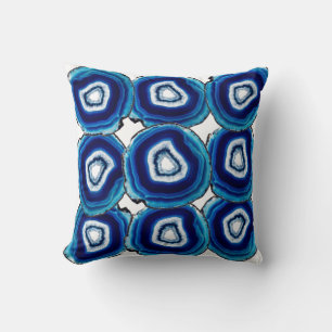 Deep blue agate throw pillow
