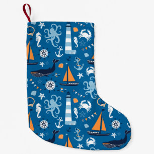Deep Blue All Things Nautical Small Christmas Stocking