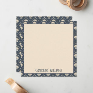 Deep Blue and Cream Seashell Pattern Card