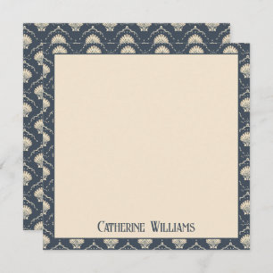 Deep Blue and Cream Seashell Pattern  Card