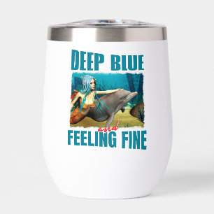 Deep Blue and Feeling Fine Mermaid Dolphin Art