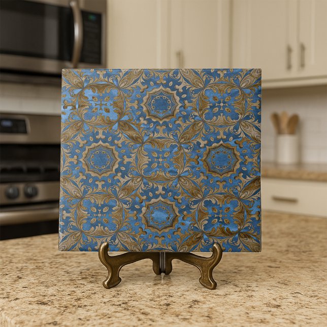 Deep Blue and Gold Ornate Medallion Pattern Tile (Creator Uploaded)