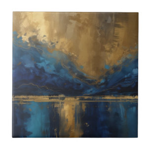 Deep blue and golden Ceramic Tile