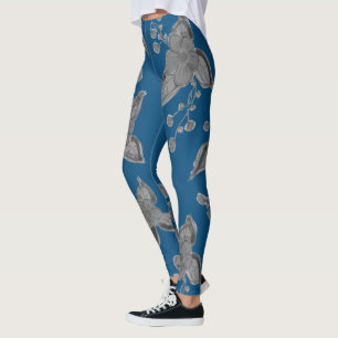 Deep Blue And Grey Stylish Leggings