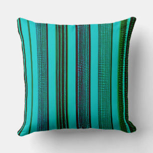 Deep Blue and Silver Abstract Stripes Throw Pillow