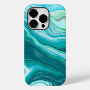 Deep Blue and Teal Green Ocean Marble Art Case-Mate iPhone 14 Pro Case