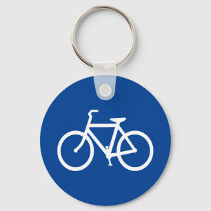 Deep Blue and White Bicycle Outline Keychain