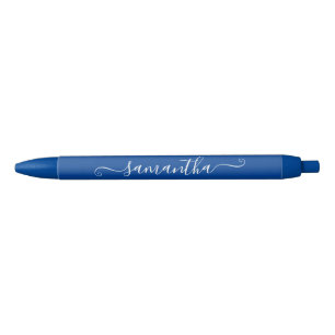 Deep Blue and White Cute Signature Name Black Ink Pen