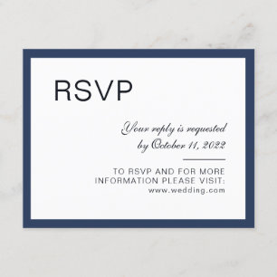 Deep blue and white. Frame. Modern Wedding RSVP En Enclosure Card
