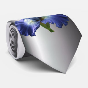 Deep Blue and White Iris Tie