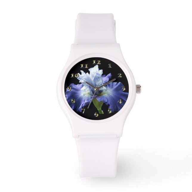 Deep Blue and White Iris Watch (Front)