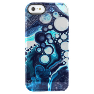 Deep Blue and White Marble Fluid Art     Clear iPhone SE/5/5s Case