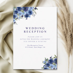 Deep Blue Boho Florals – Rustic Wedding Enclosure Card