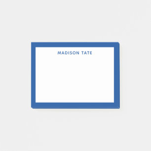Deep Blue Border Modern Monogram Professional Post-it Notes