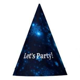 Deep Blue & Bright Snowflakes Party Hat