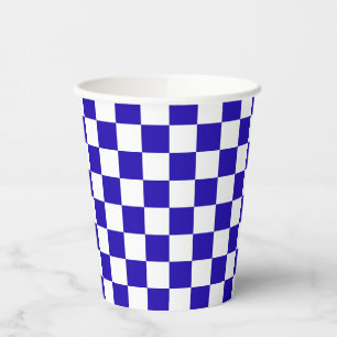Deep blue checkered paper cups