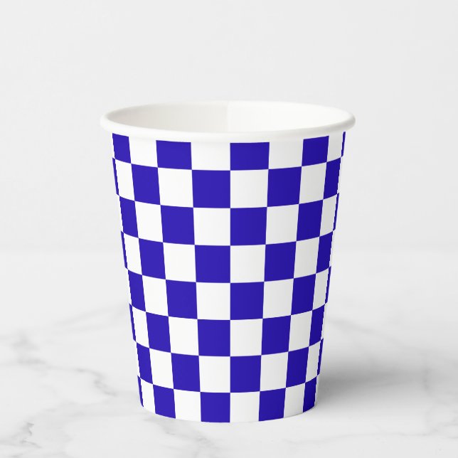 Deep blue checkered  paper cups (Left)