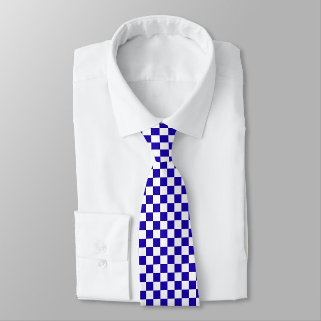 Deep blue checkered  tie (Tied)