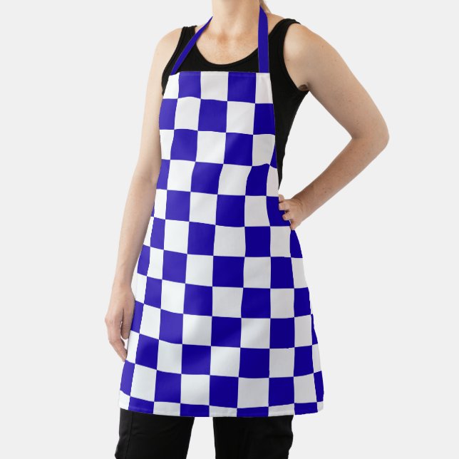 Deep blue chequered  apron (Insitu)