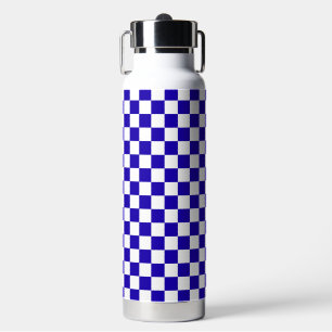 Deep blue chequered water bottle