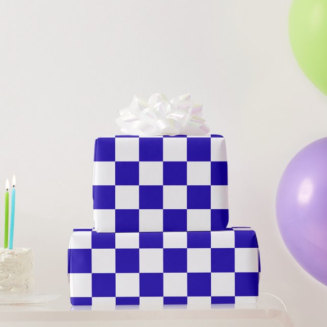 Deep blue chequered  wrapping paper (Creator Uploaded)