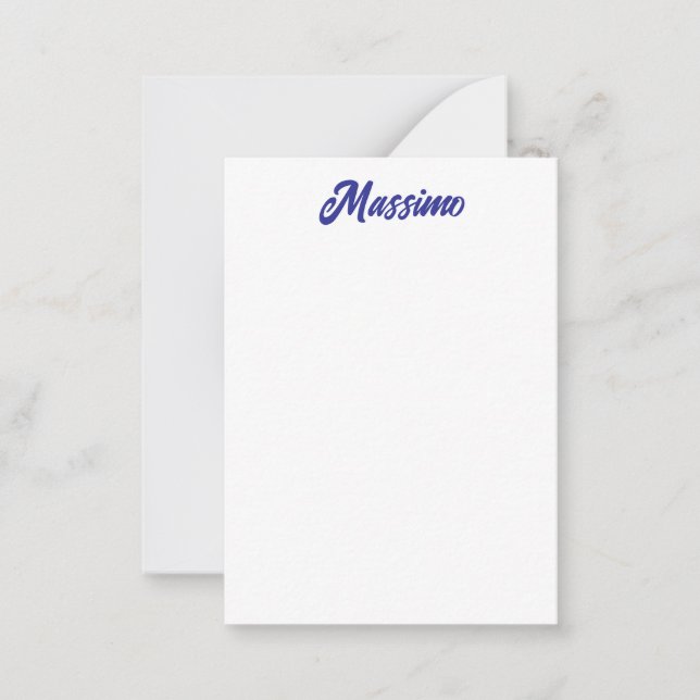 Deep Blue Color Plain Modern Own Name Calligraphy Card (Front)