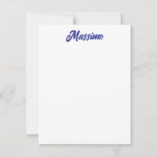 Deep Blue Color Plain Modern Own Name Calligraphy Card