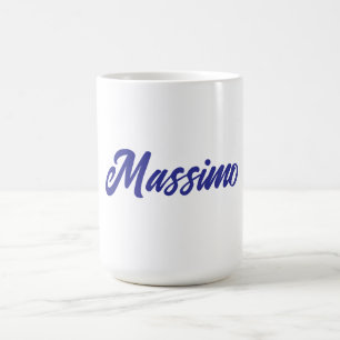 Deep Blue Color Plain Modern Own Name Calligraphy Coffee Mug