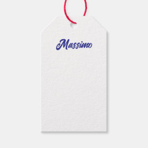 Deep Blue Color Plain Modern Own Name Calligraphy Gift Tags