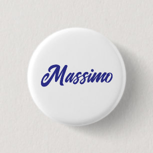 Deep Blue Colour Plain Modern Own Name Calligraphy 1 Inch Round Button